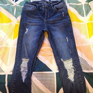 High-waisted skinny jeans